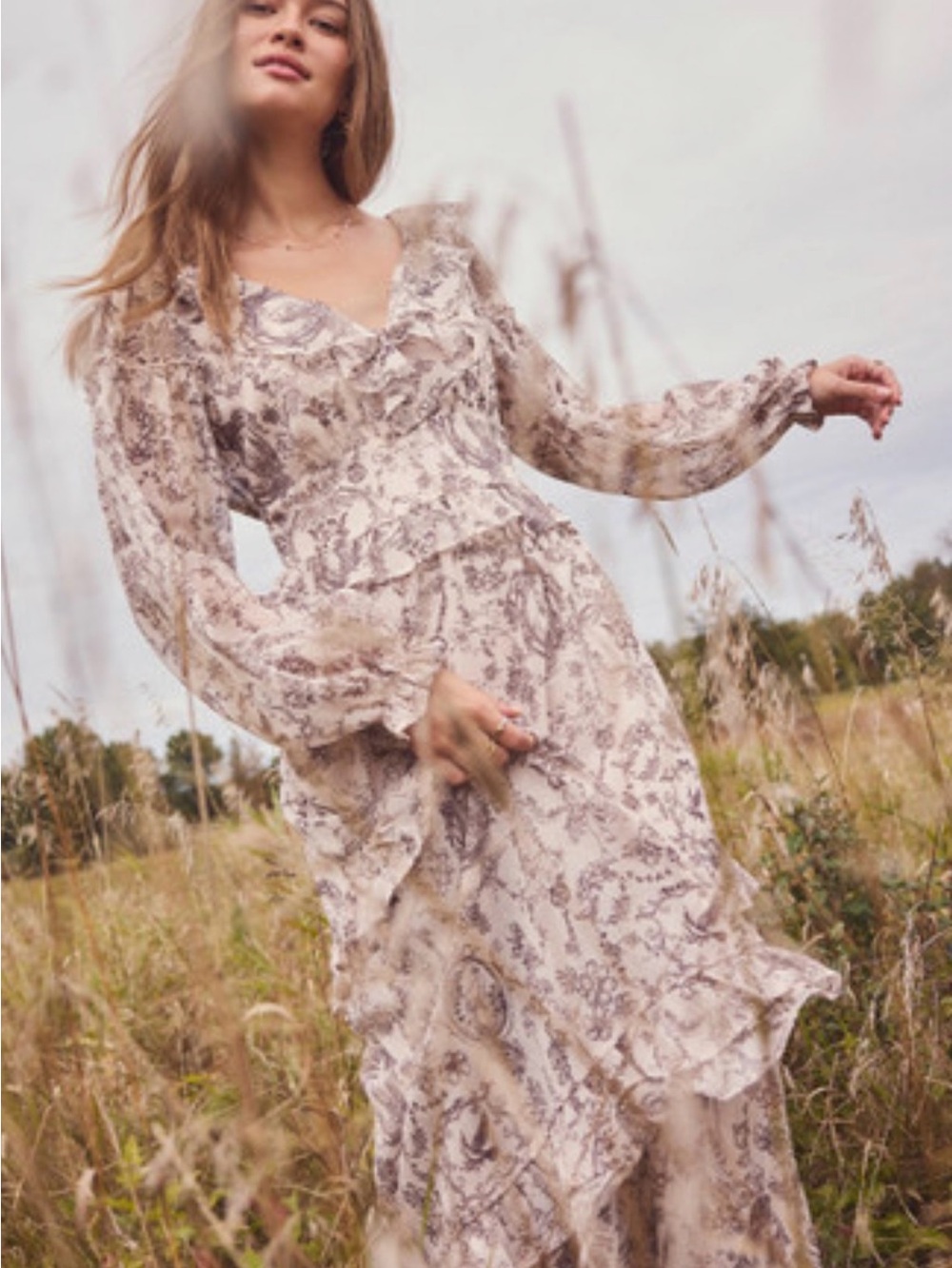 Francesca's Collections - Paisley Ruffle Maxi Dress